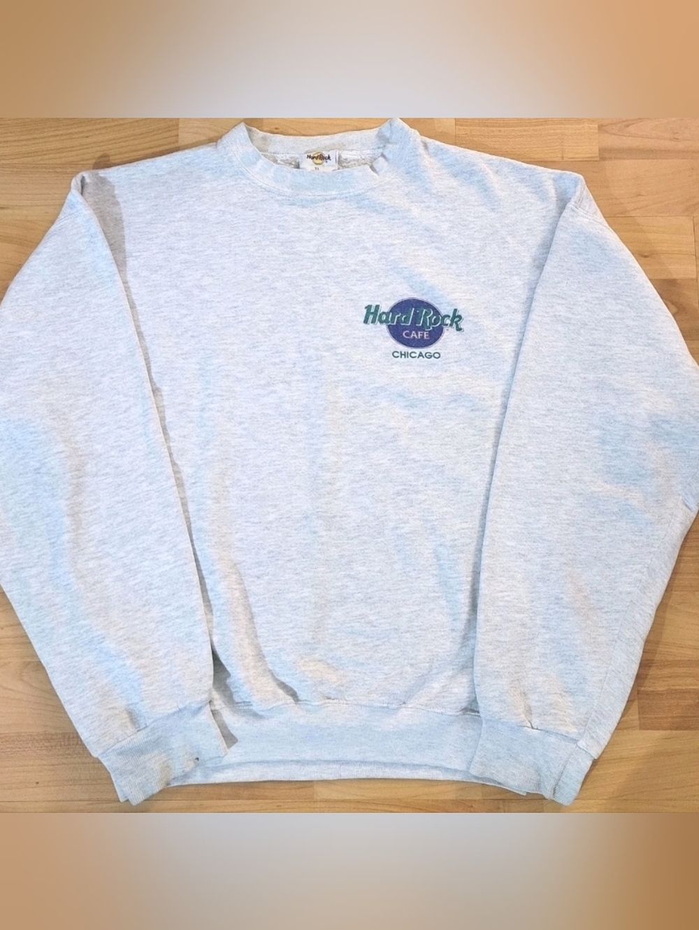 Vintage Hard Rock Cafe Chicago Longsleeve Gray Crewneck Sweatshirt, XL